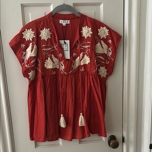 Burnt orange Embroidered Women's Top